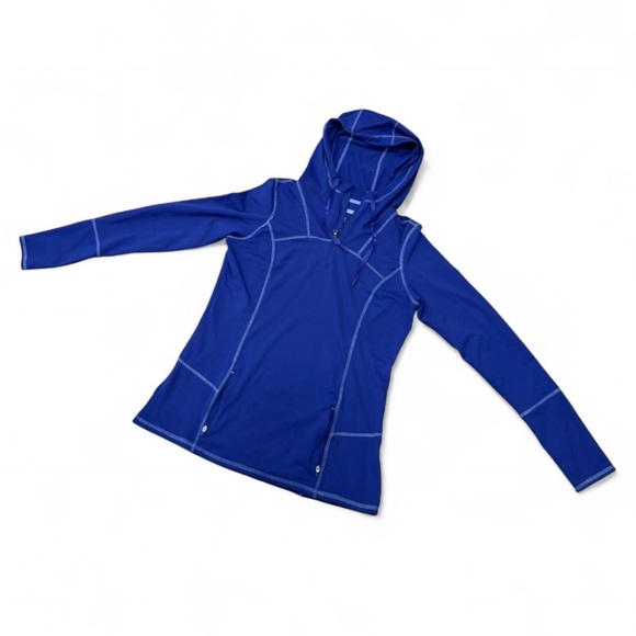 Kirkland Signature Women's Royal Blue Hooded 1/4 zip exercise hoodie - Picture 1 of 6